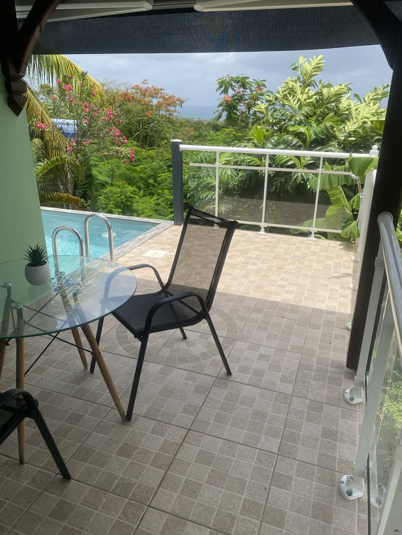 La terrasse couverte, sa table et la vue